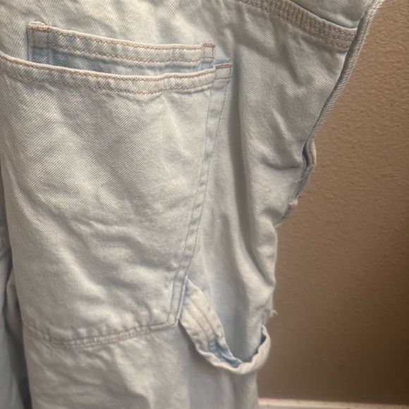 H&M X COACHELLA COLLAB Blue Denim Short Bib Overalls Shortalls Farmhouse Size XL - Picture 12 of 17